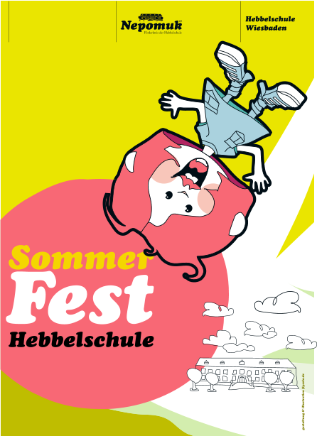 Nepomuk e.v. Förderkreis der Hebbelschule Hebbelschule Sommer Fest Hebbelschule Wiesbaden  gestaltung & illustration flysolo.de